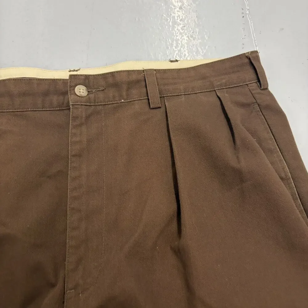 Vintage 90s Polo Ralph Lauren Brown Pleated Chinos 36x30 - Picture 2 of 4